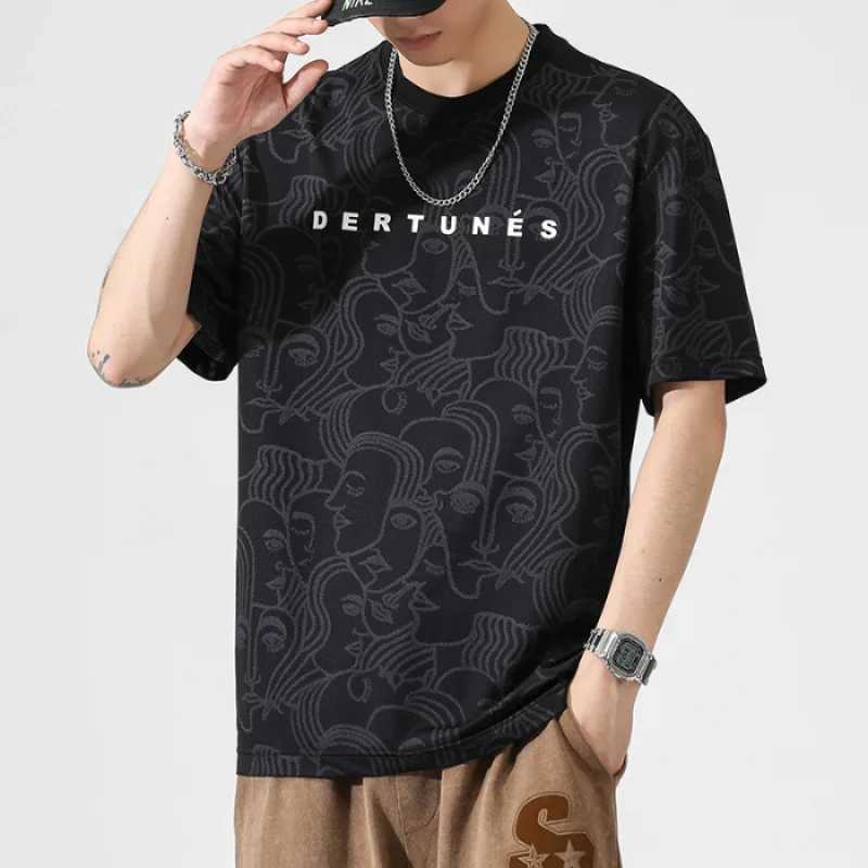 Summer Ice Silk Breathable Cool Short sleeved T-shirt for Mens Fashion Design Printed Personalized Trendy Loose Casual TopXJ250117