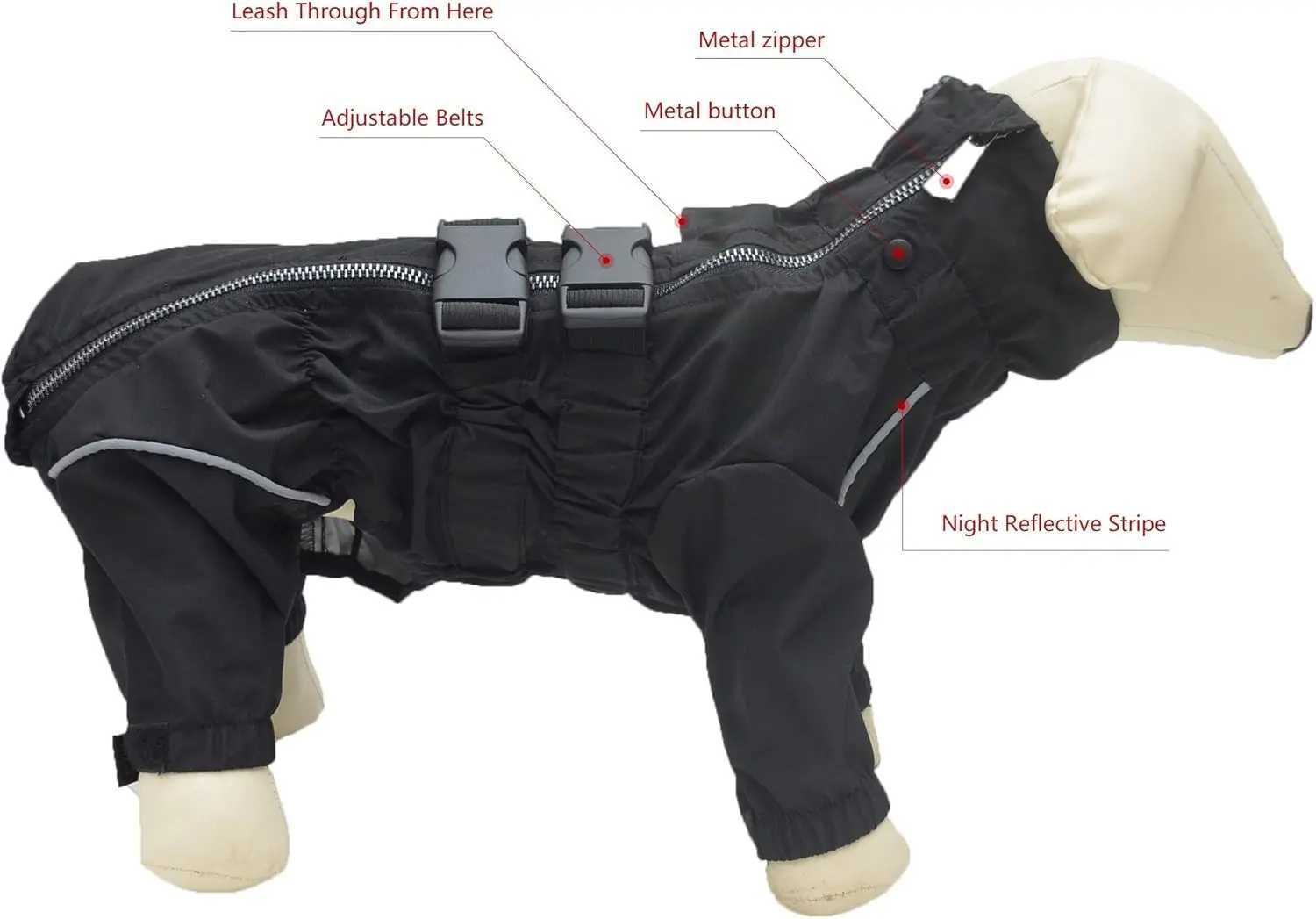 ATUBAN Waterproof Jacket Lightweight Reflective Safety Dog Raincoat Windproof Snow-Proof Dog Vest for Small Medium LargeXJ250121