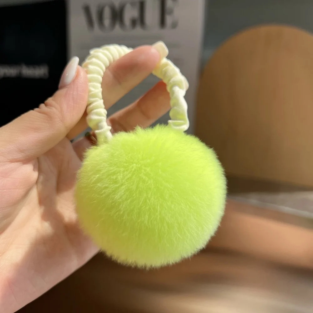 Hair Rope Real Rabbit Fur Ball Elastic Bands Woman y Genuine Rubber Band Ring Accessories Fluffy Ties Girls 250118