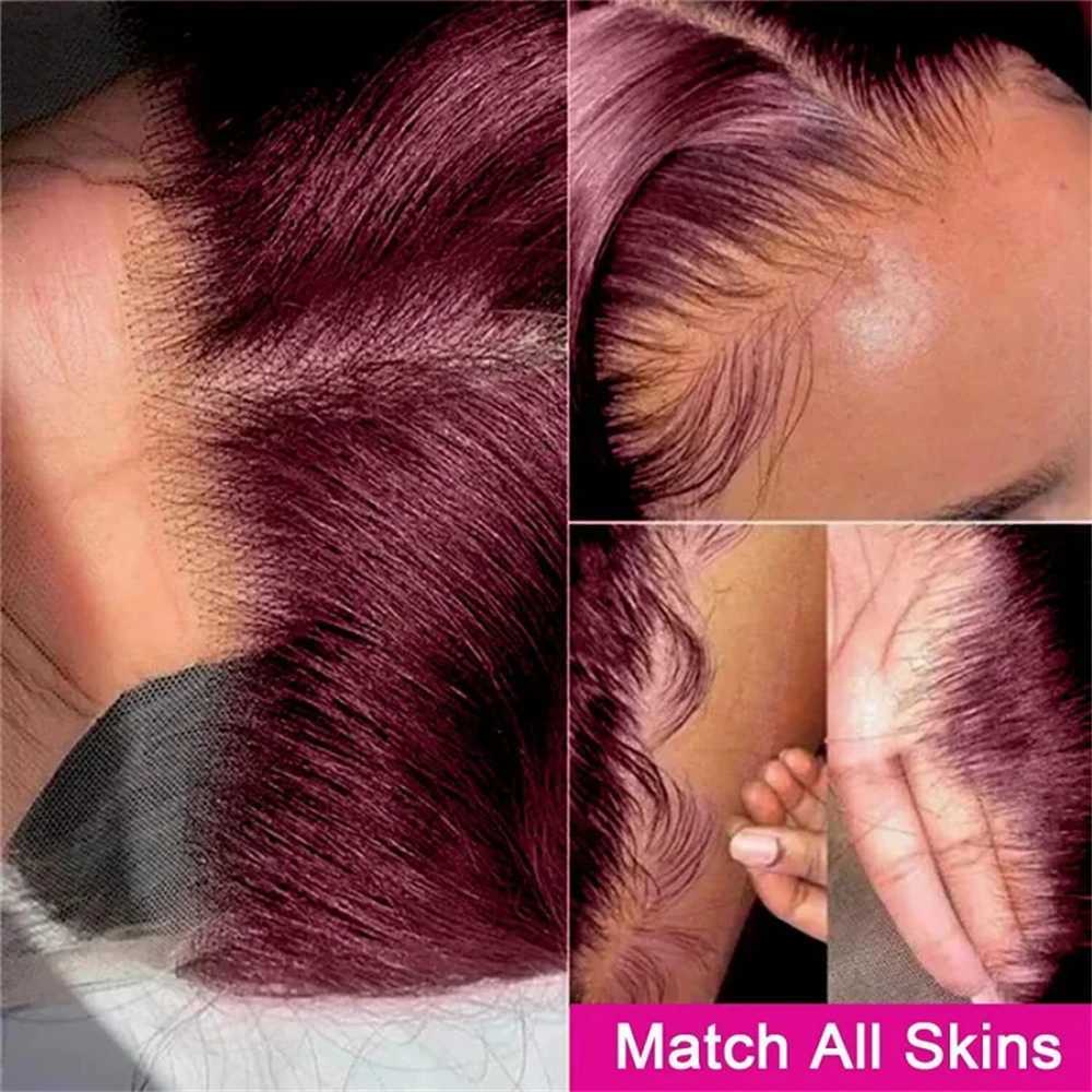 99J Red Straight Human Hair 3 Bundles With 13x4 Frontal HD Lace Front Hair Extensions For Women 30Inch Burgundy Weavings BundlesXJ250120