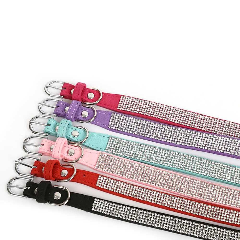 Bling Crystal Dog Collars for Small Large Dog Adjustable Soft Leather Rhinestone Luxury Dog Collars for Puppy Dog Necklace X250129