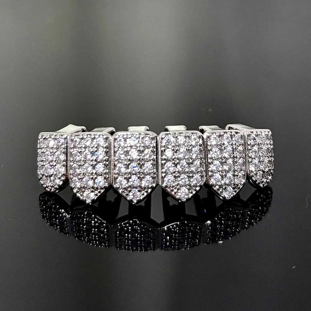 RACHELZ 6/6 Classic Full Cubic Zircon Tooth Caps For Women Men Hip Hop CZ Stone Teeth Grillz Top Bottom Dental Grills JewelryXJ250114