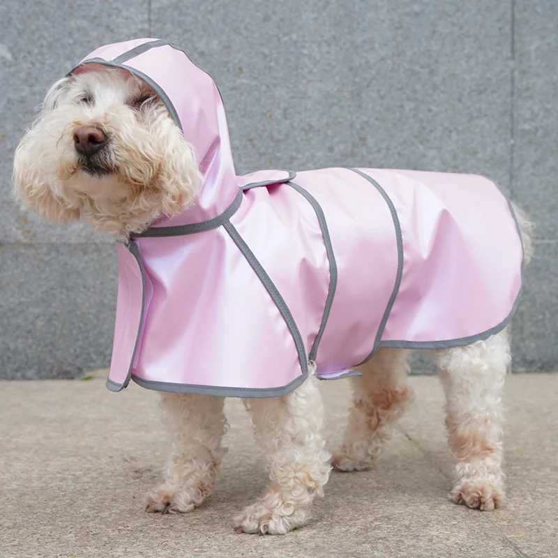 Reflective Strap Dog Raincoat Hooded Slicker Poncho for Small Medium Large Dogs PU Waterproof Raincoat Pink OutdoorXJ250121