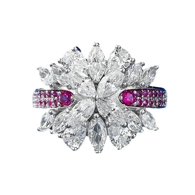 SpringLady 925 Silver Rainbow Bridge Brocade Cluster Diamond Ring Womens High Carbon Diamond Personalized Fashion Ring 250121