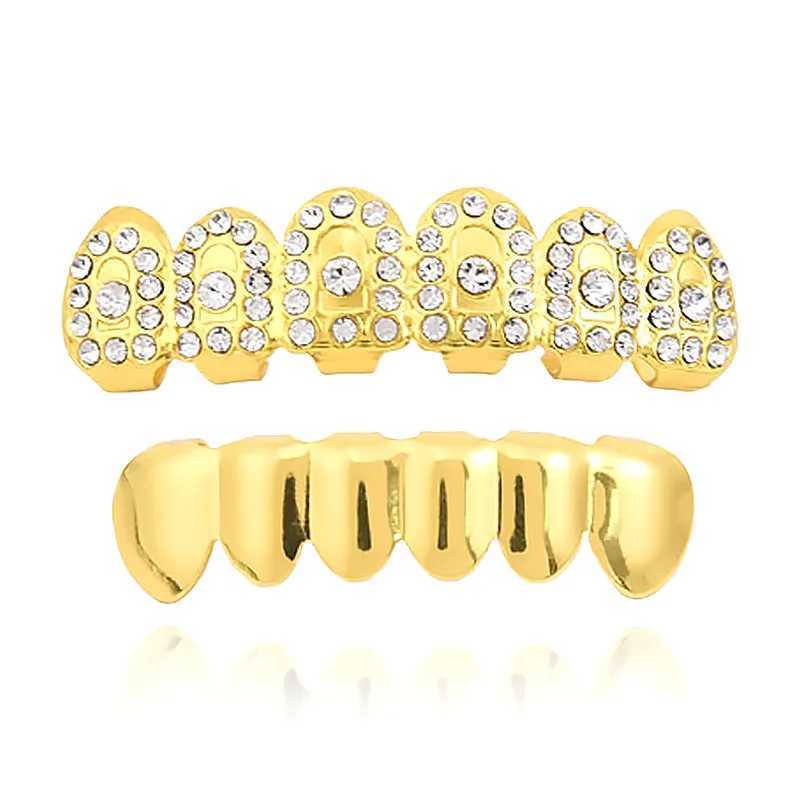 Hot 18K Zircon Gold-Plated Hip-Hop Teeth Vampire Fangs Tiger Tooth Metal Halloween Denture Teeth Decoration Popular JewelryXJ250114