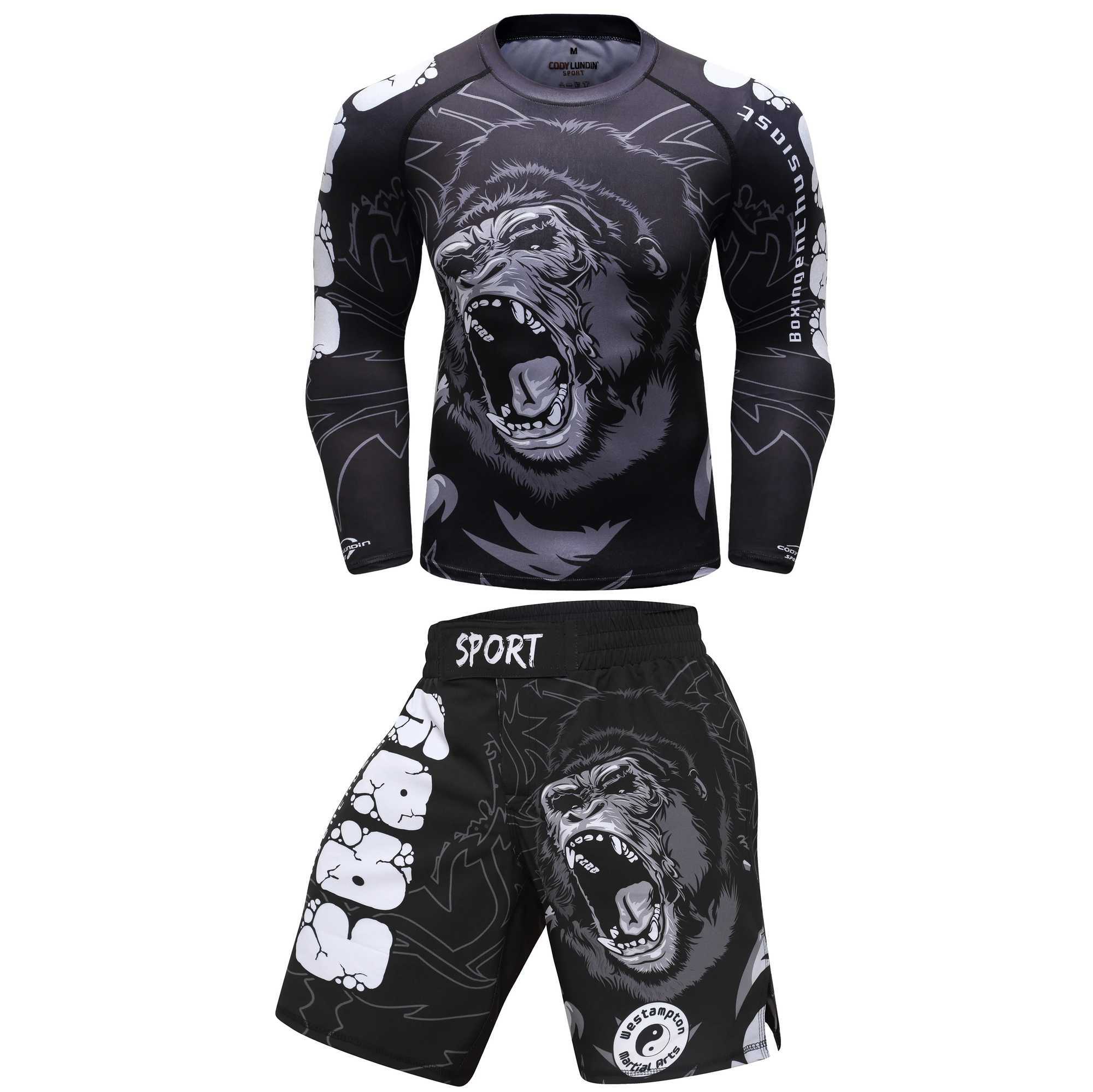 Cody Men Sportswear With Print Gorilla Men MMA Jiu jitsu No Gi Rashguard Bjj Fighting wear Athletic Tracksuit Boxing X250129