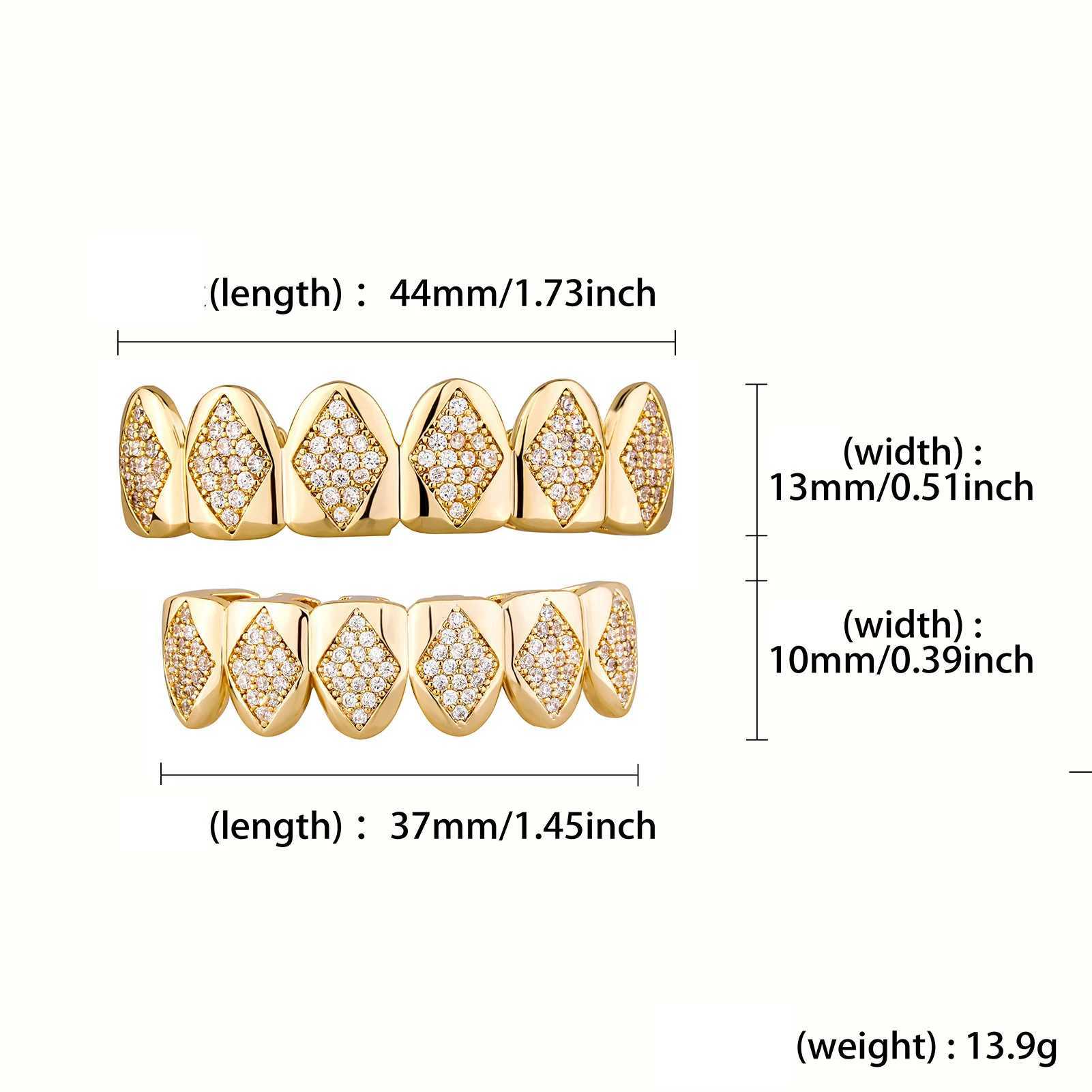 Hip Hop CZ Teeth Grillz Caps Cubic Zircon Iced Out Micro Pave Top Bottom Charm Grills For Men Women Jewelry Cosplay GiftXJ250114