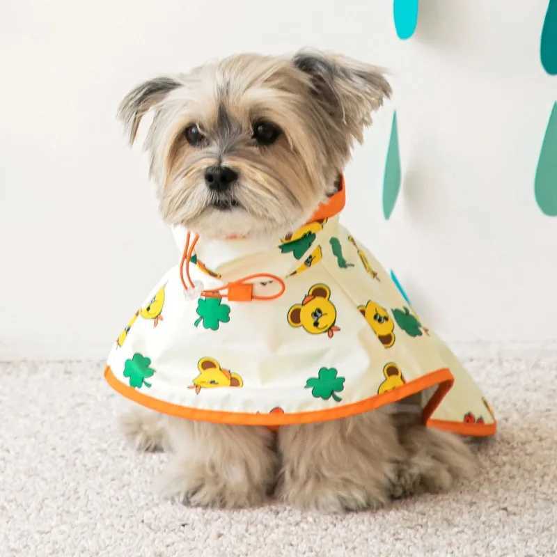 INS Cartoon Pet Dog Waterproof Raincoat Pet Clothes for Dogs Clothes Hooded Dog Raincoat Leashable Puppy Bichon Teddy Dog ClotheXJ250121