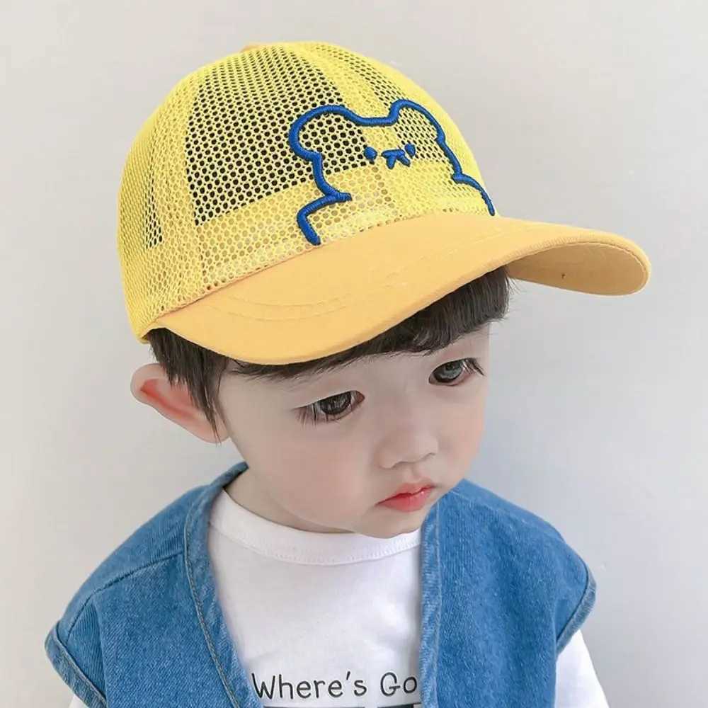 Cartoon Bear Childrens Baseball Hat 2-5 Year Old Childrens Sun Hat Breathable Mesh Panama Hat Outdoor Sun Hat M250121