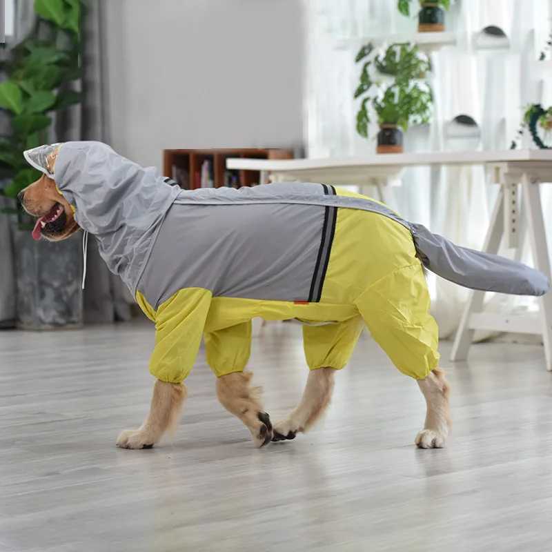 Dog Raincoat Hooded Dogs Rain Coat Dog Costumes for Large Dogs Tail All Cover Waterproof Raincoat Golden Retriever AccessoriesXJ250121