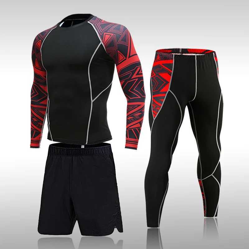 Mens sportswear MMA running fast drying sportswear compression fitness clothing training 3-piece sports tight fitting clothing X250129
