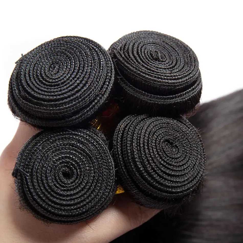 Bone Straight Human Hair Bundles With Frontal Clo 30 32 Inch Virgin Hair Weave Bundles With Clo Remy Hair ExtensionsXJ250120