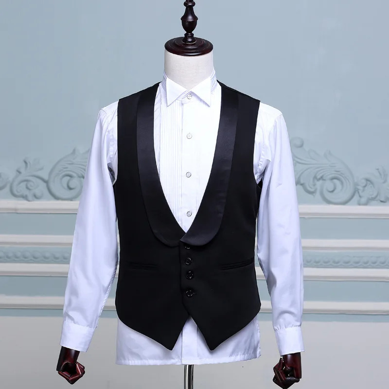 Fashion Shawl Lapel Vest for Wedding Tuxedo Suits Mens White Black Formal Waistcoat Party Stage Performance Suit 250114
