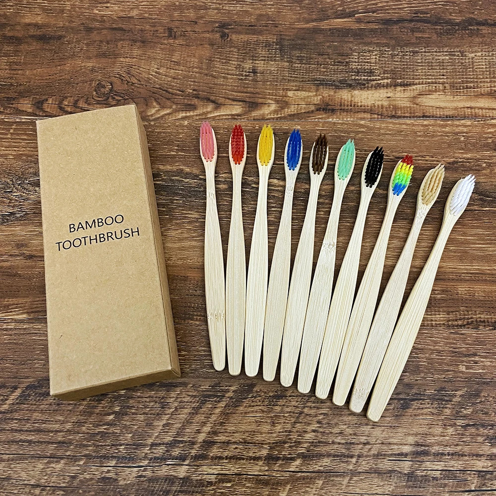 10PCS Biodegradable Bamboo Toothbrush Teeth Colorful Bristle Natural Tooth brush Dental Eco Bambou Toothbrushes 250115