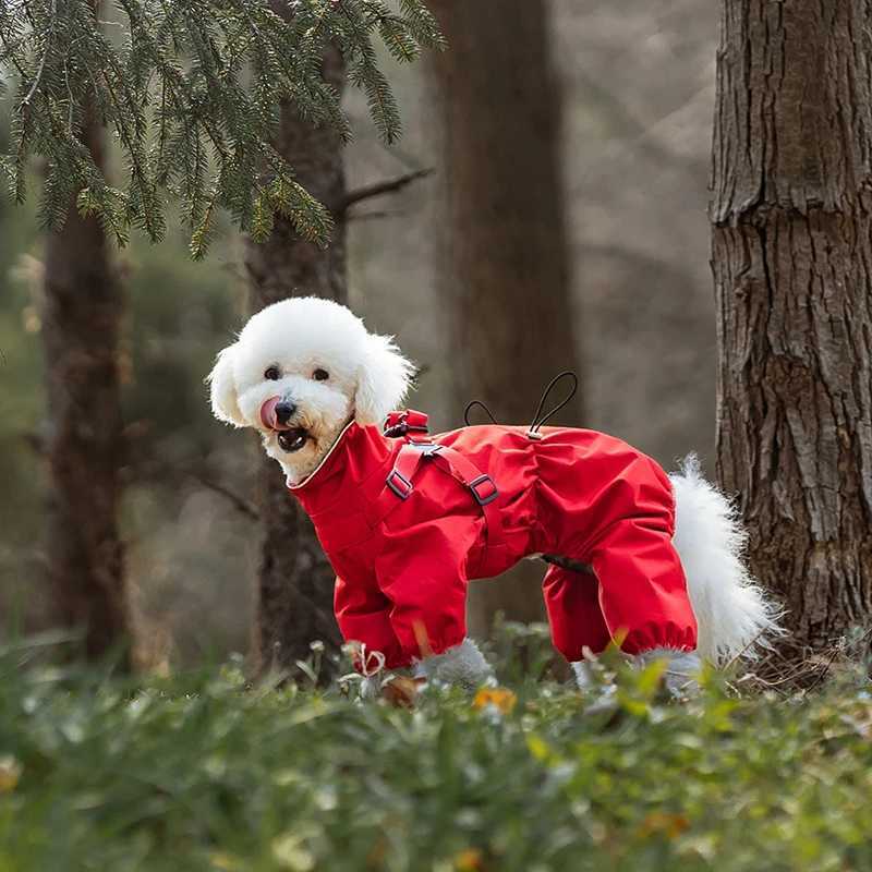 Dog Raincoat with Harness Waterproof Pet Jumpsuit for Small Medium Dogs Adjustable Reflective Puppy Rain Coat Chihuahua RainwearXJ250121