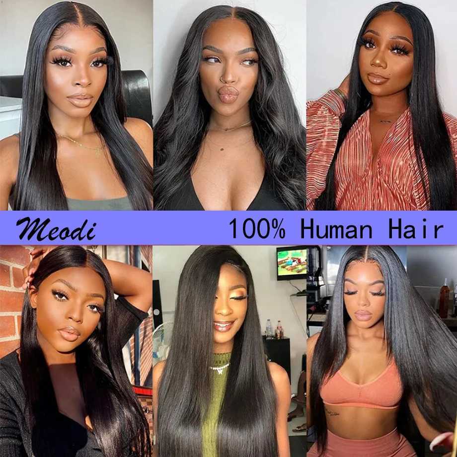 MEODI HAIR Hair extensions Straight Bundles 30 40inch Brazilian Hair Weave Frontal 4x4 13x4 13x6 Hd 3 Bundles With Clo HumanXJ250120