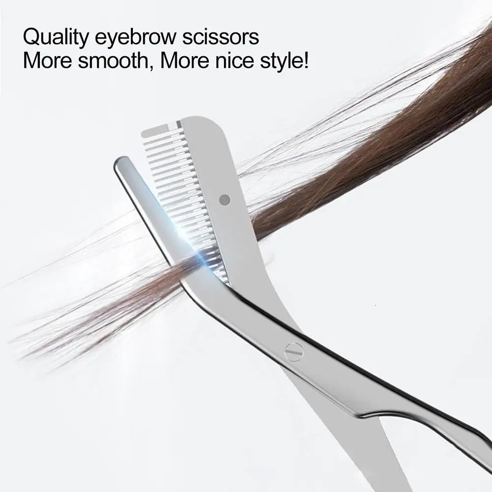 Manual Eyebrow Trimmer For Women Stainless Steel Eyebrow Scissor With Comb Brush Daily Brow Hair Removal Beauty Makeup Tool 250121