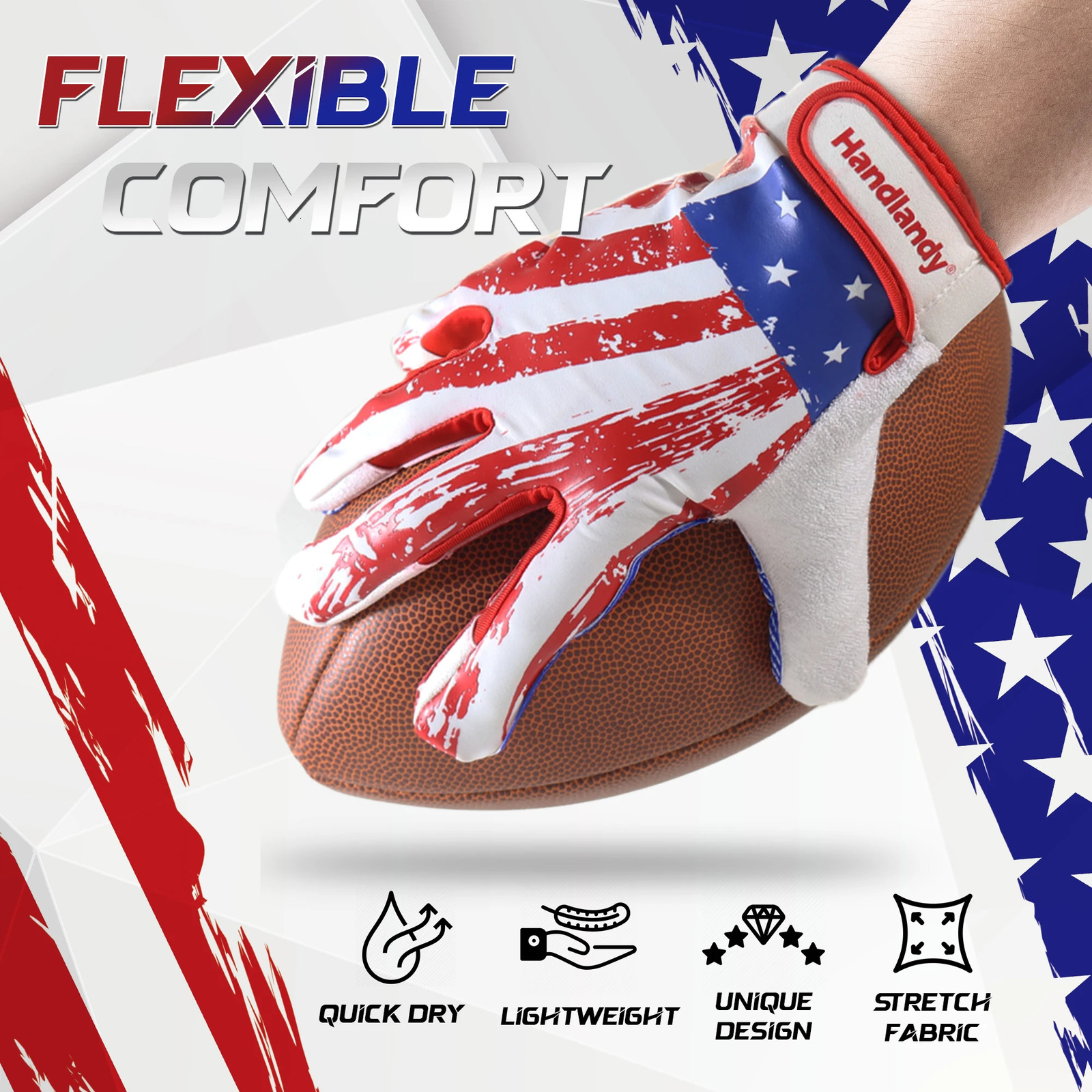 HANDLANDY Arrival Great Grip Youth Rugby Gloves flag American Football Gloves 250121CJ