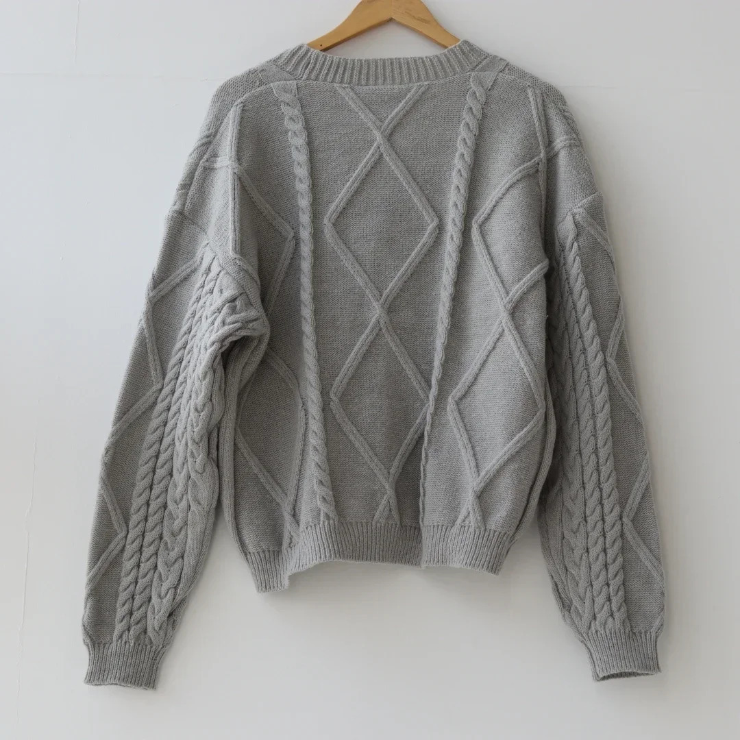 Winter Keep Warm lover Sweater Women Solid Casual snake Tops Female Autumn Knitted Vneck Long Sleeve Grey ttpd Cardigan 250109