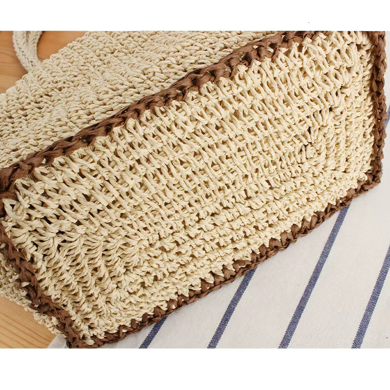 Handmade Paper Rope Crossbody Bags for Women Summer Woven Beach Tote Handbags Bali Travel Straw Shoulder Bag Shopper Purses