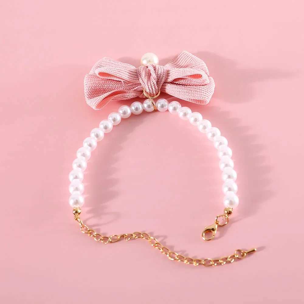 Cute Pearl Cat Collar Small Dog Collar Adjustable Rhinestone Necklaces Wedding Bow Collar for Small Dogs Pet Kitten Accessories X250129