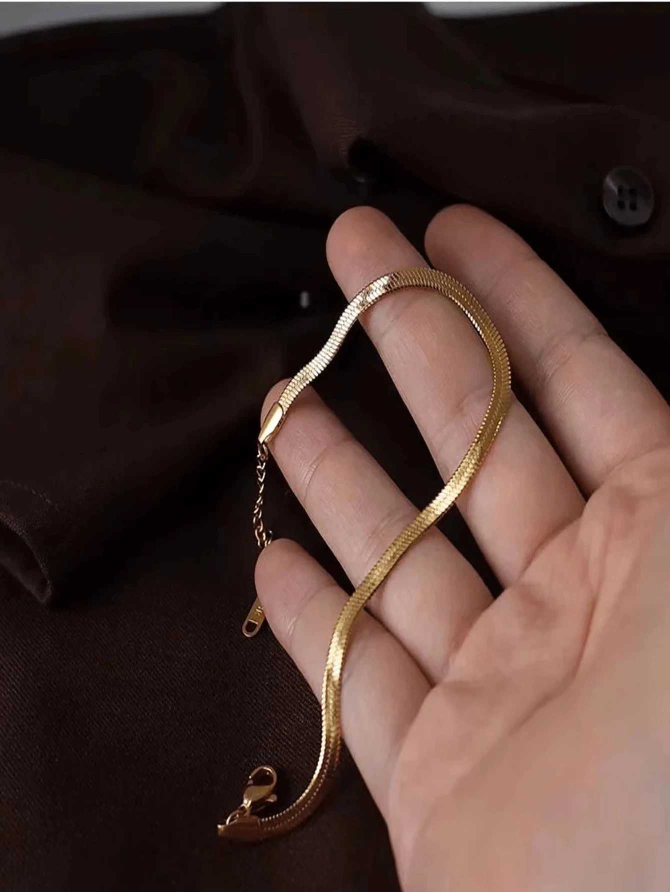 1pc Fashion Stainless Steel Simple Long Buckle Bracelet Suitable For Wens Daily Attendance Wear X250129