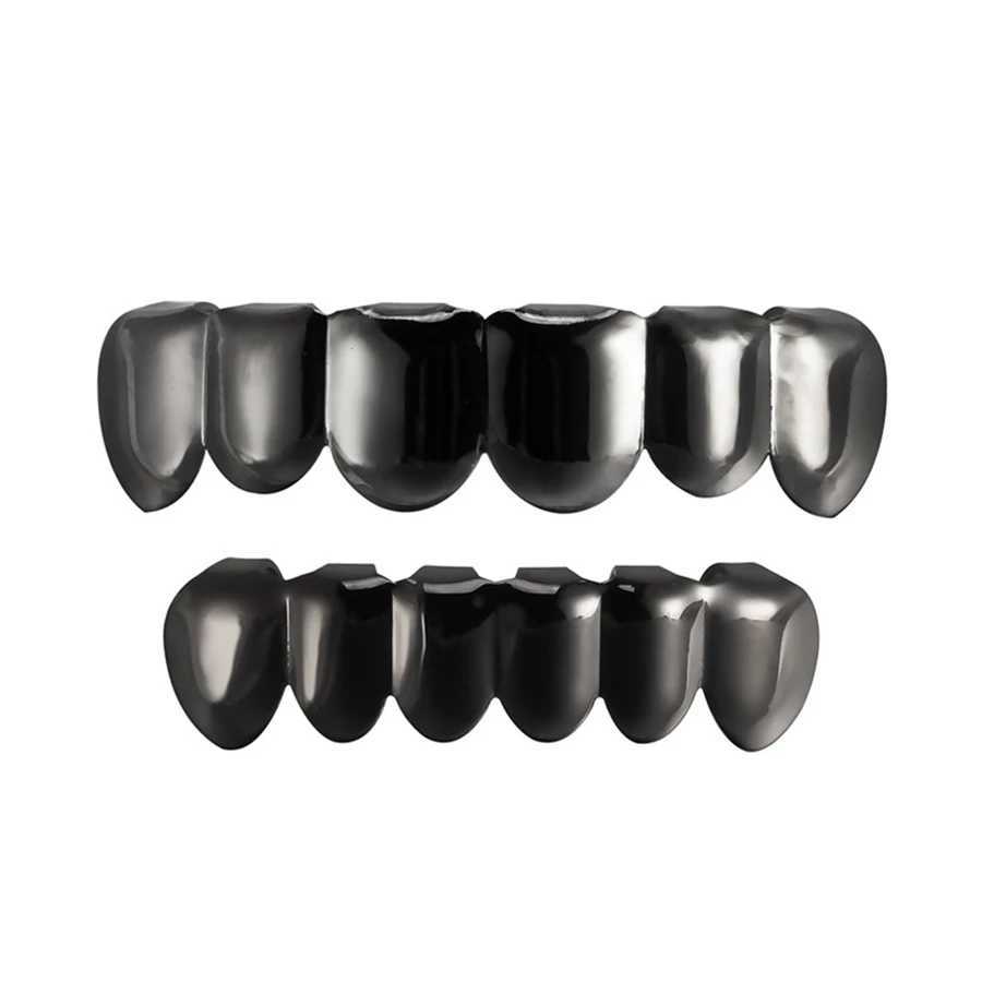 Gold Color Grillz Set Hip Hop 6/6 Top Bottom Grills Dental Mouth Punk Teeth Caps Cosplay Party Tooth Rapper HalloweenXJ250114