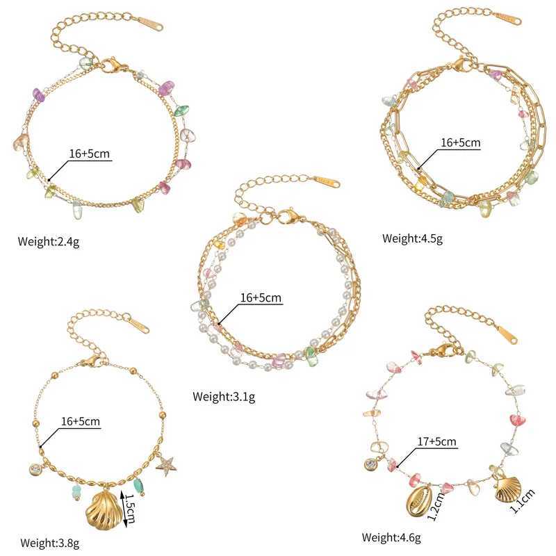 Nextvance Trendy Tree-layers Colorf Stones Bracelets Shell For Wen Stainless Steel Gold Plated Chain Jewelry Gifts X250129