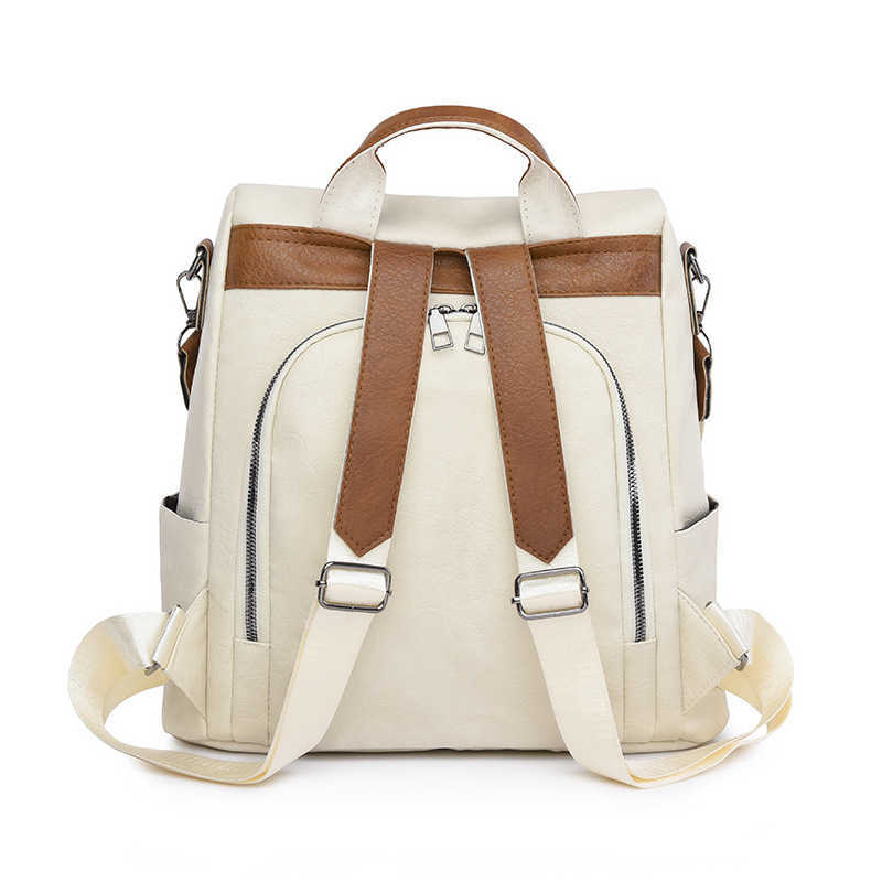 Womens New PU Lightweight Large Capacity Anti theft Leisure Backpack Travel Outdoor Womens Bag