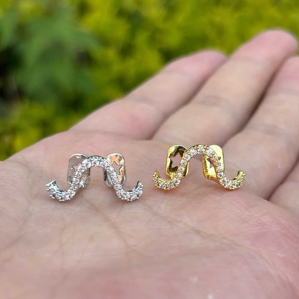 RACHELZ Trend 2024 Single Twist Wave Zircon Teeth Grillz Hip Hop Glossy Tooth Caps For Women Men Body JewelryXJ250114