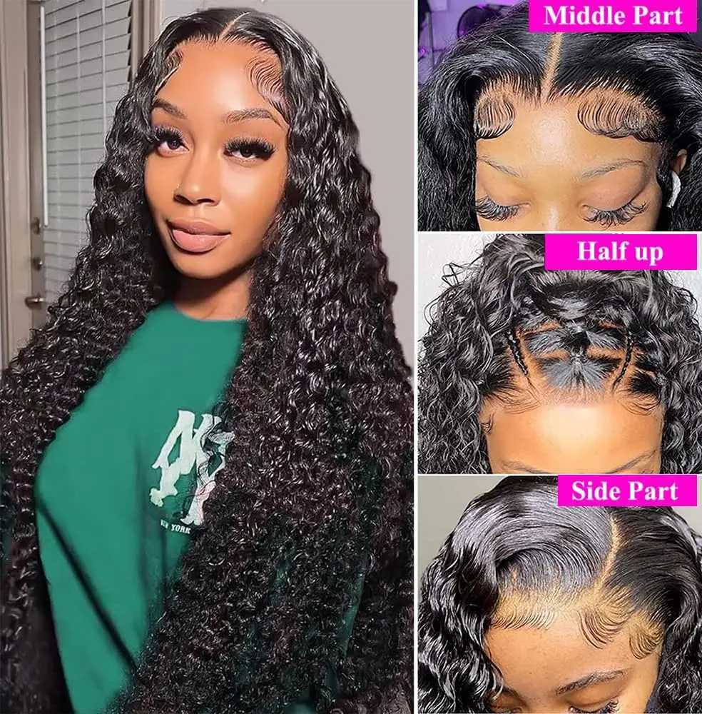 Deep Wave Bundles with Clo Human Hair 100% Brazilian Virgin Remy Hair 3 Bundles and 13x4 HD Lace Clo with Baby Hair #1BXJ250120
