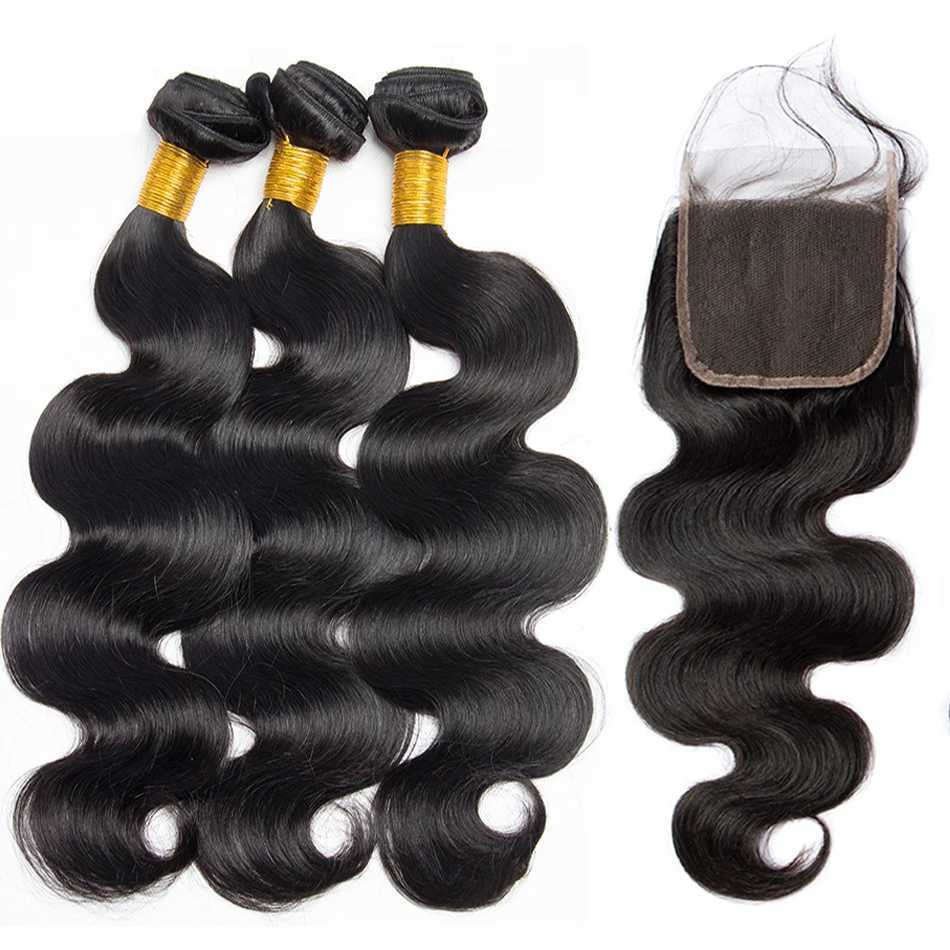12A Brazilian Virgin 100% Unprocessed Human Hair Body Wave Bundles With Clo Frontal 3 Bundles With 13x4 Lace Frontal WigXJ250120