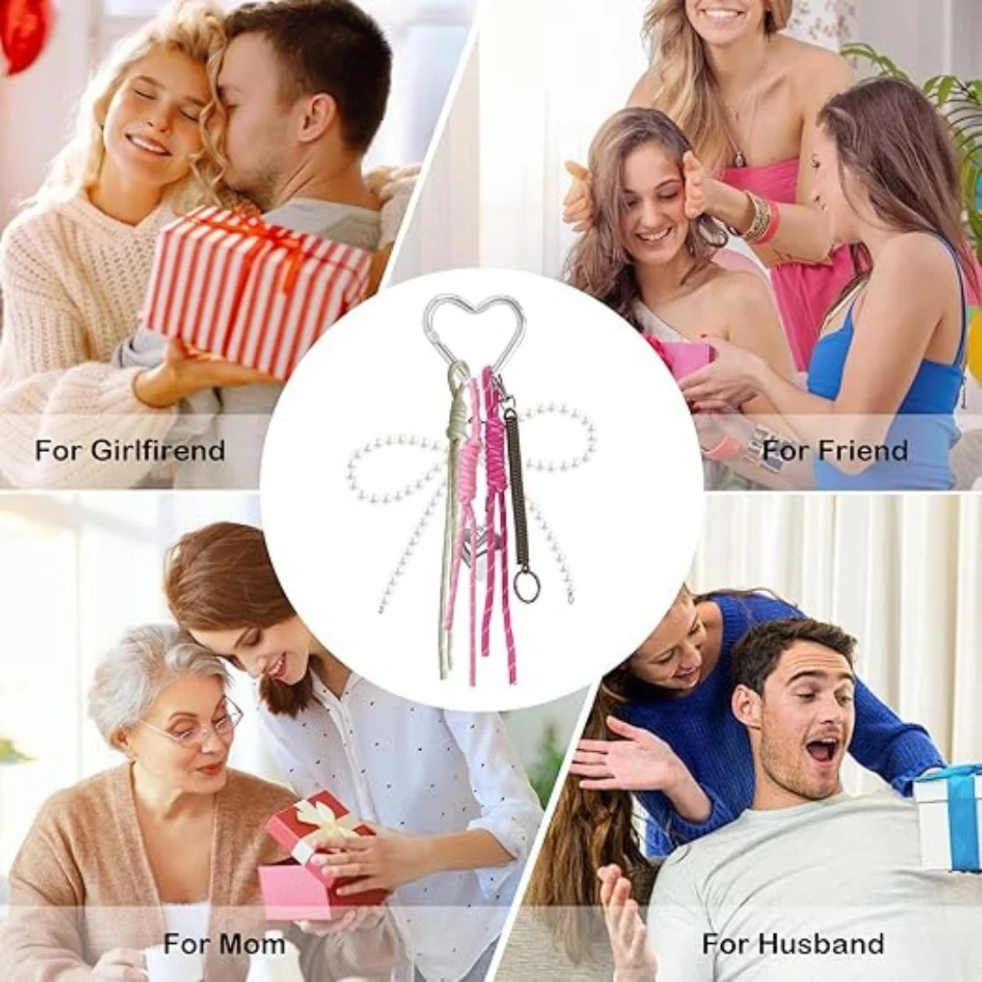 Bag Charms Cute Keychain Rope Pearl Bow Bag Charms for Handbags Y2K Keychain Accessories for Women Bag Purse Decor 250122