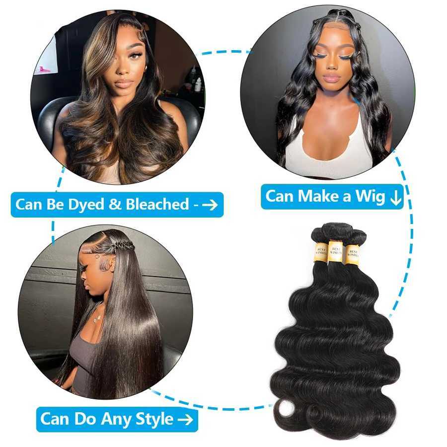 10-40 inch 5 x 5 Lace Clo Body Wave Frontal 3 Bundles With Closuse Only Brazilian Middle Part Human Hair 100% Remy HairXJ250120