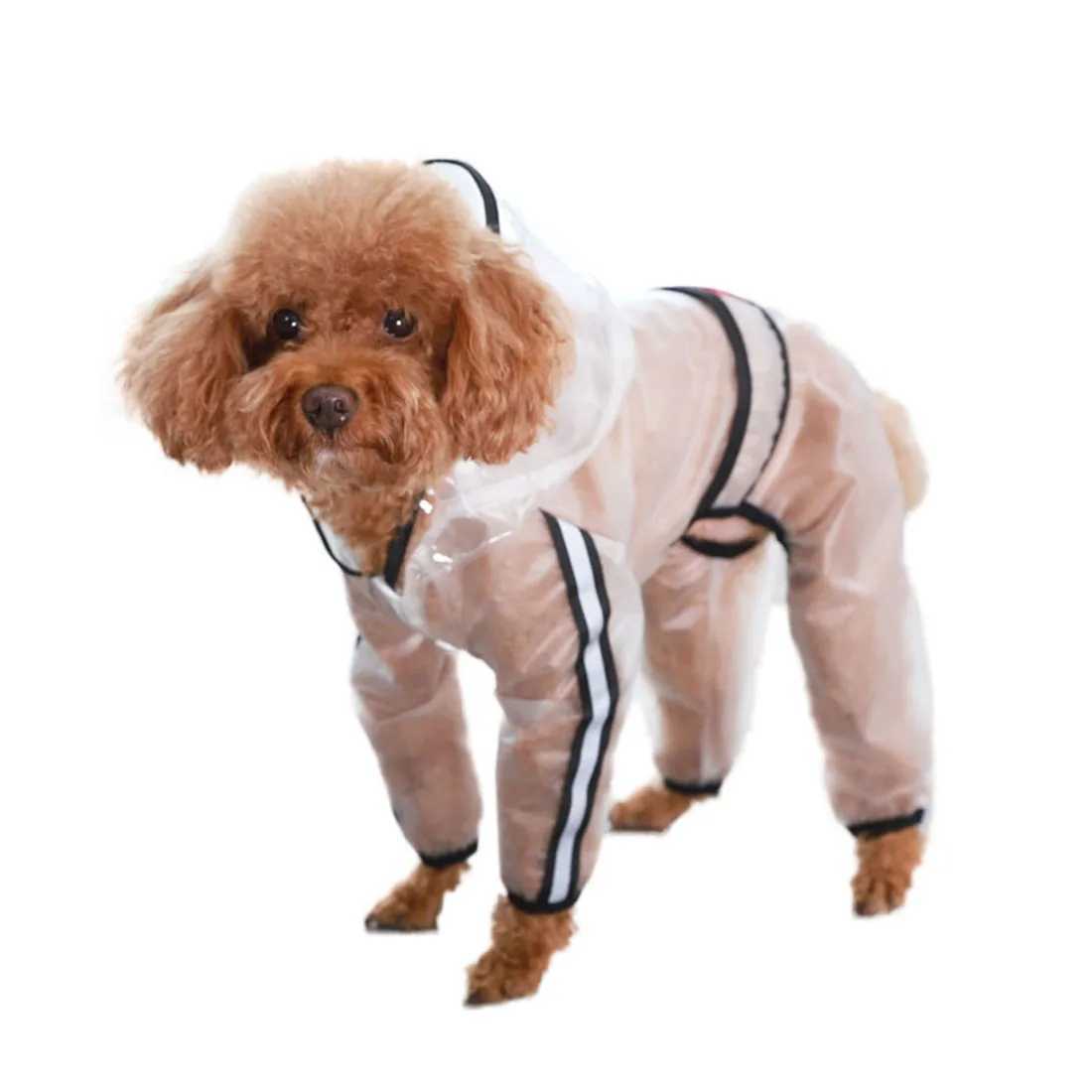 Outdoor ReflectiveDog Raincoat Waterproof Jacket Transparent for Small Medium and Large Dogs Pet Rainwear Hooded ClothesXJ250121