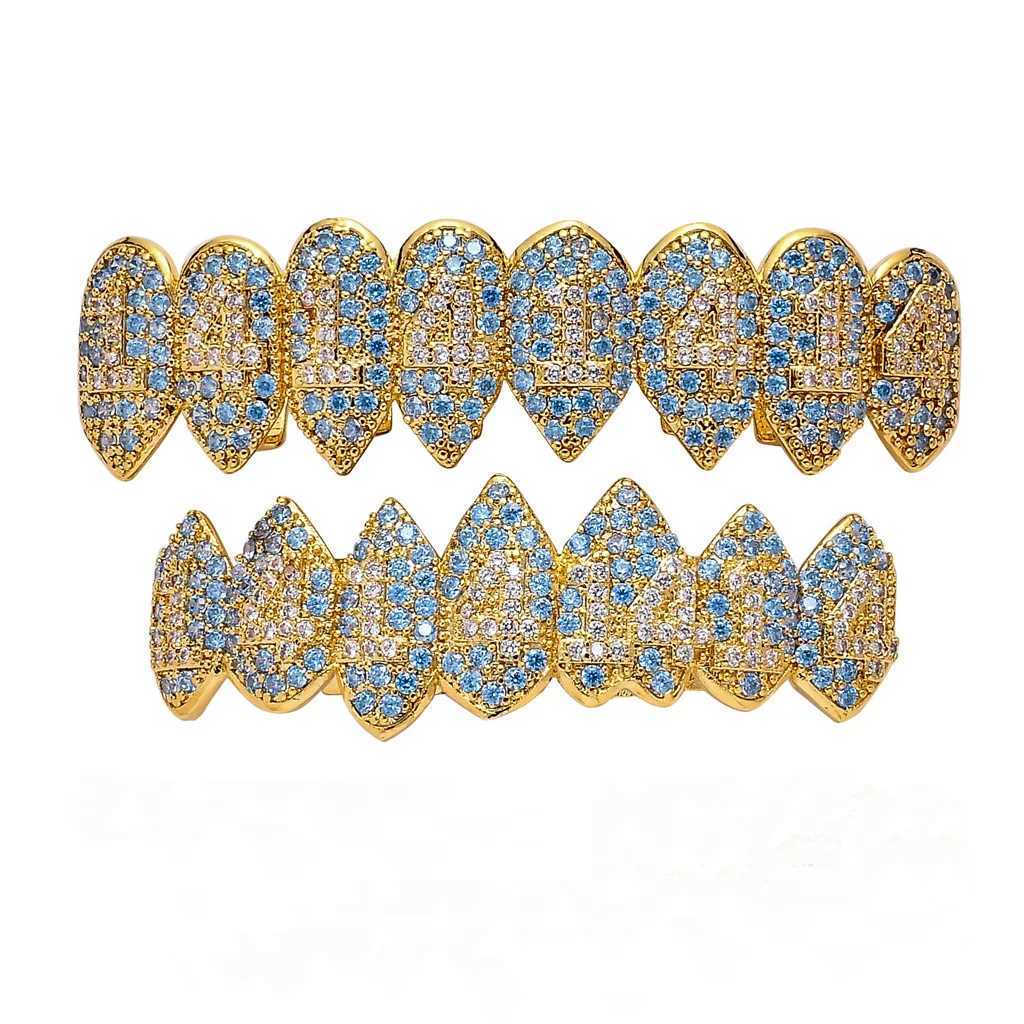 Hip Hop Bling Cubic Zircon Teeth Grillz Set For Unisex Top Bottom Mouth Gold Silver Color Removable Dental Fashion JewelryXJ250114