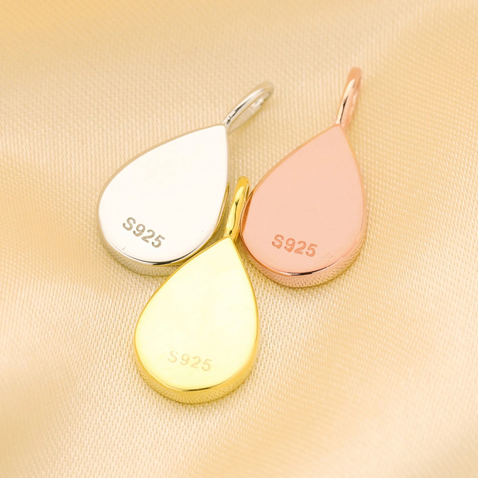 Breast Milk Resin Pear Solid Back Pendant Bezel SettingsSolid 925 Sterling Silver Rose Gold Plated Pendant 1431164 250117