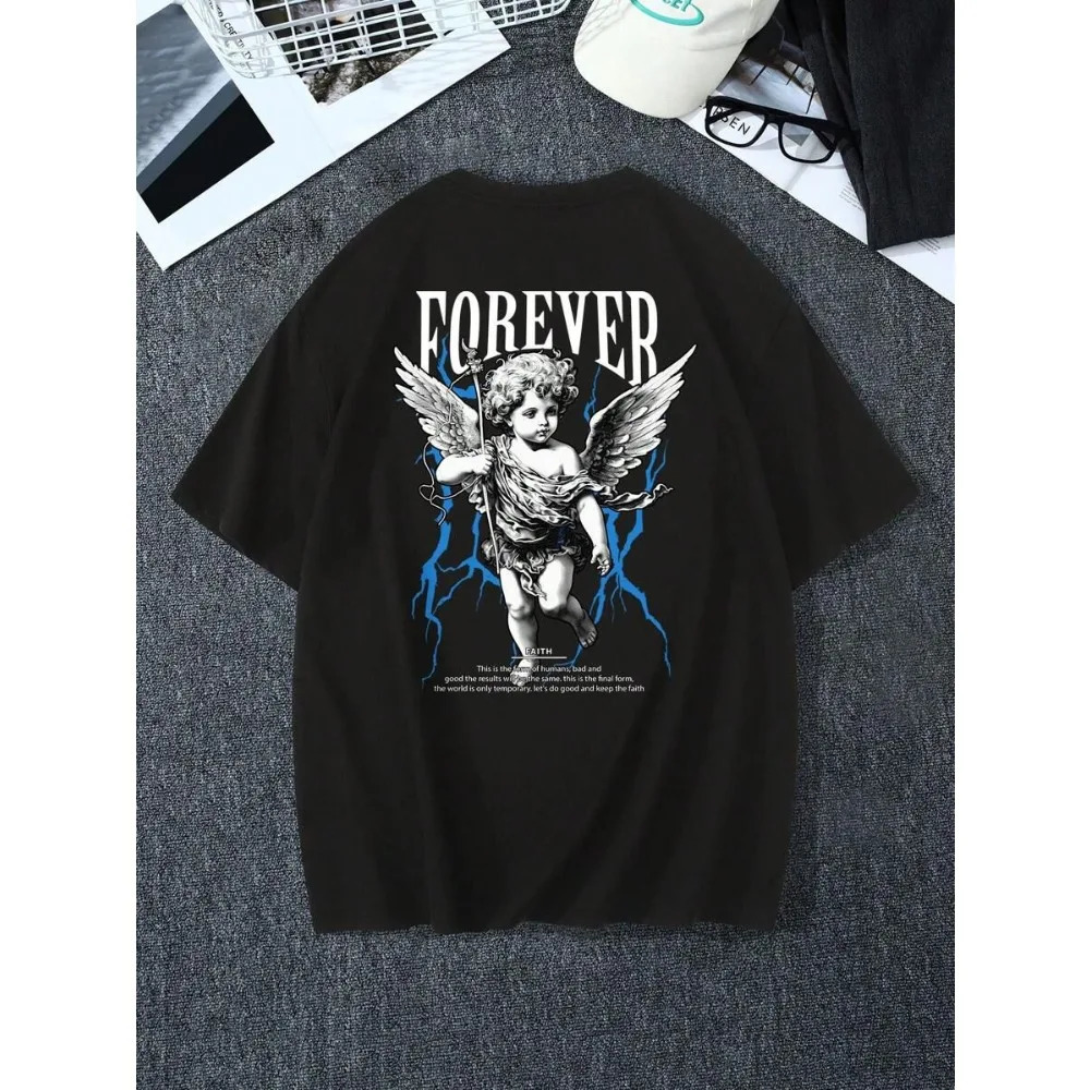 Mens Angel Pattern n Round Neck TShirt Graphic T Shirts Harajuku Y2k My Body Choice Pro Oversized Shirt 250122