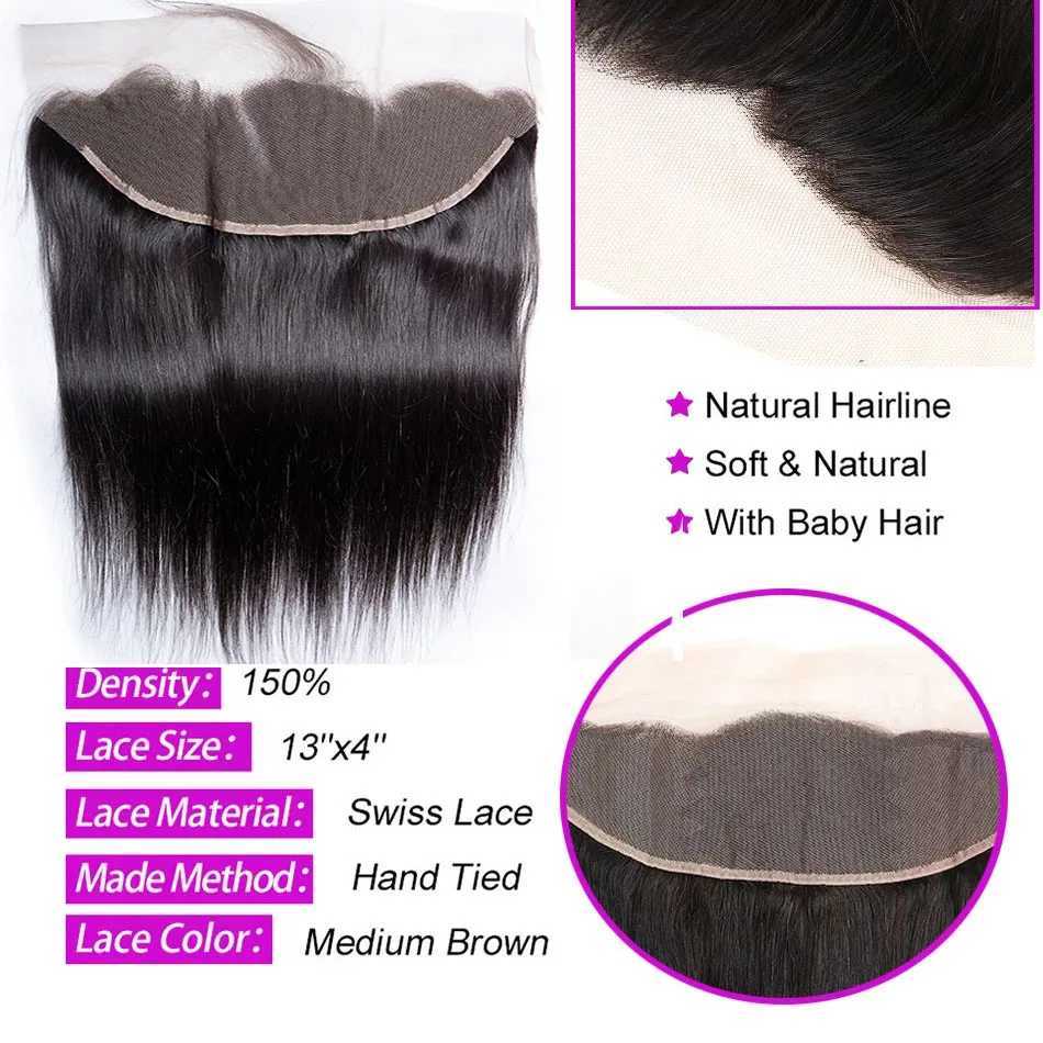 Bone Straight Human Hair Bundles With Frontal Clo 30 32 Inch Virgin Hair Weave Bundles With Clo Remy Hair ExtensionsXJ250120