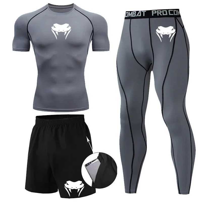New MMA T-shirt+Pants Set Jujutsu Rashguard Mens Bjj Muay Thai Shirt Long Sleeve Boxeo Clothing Gym rshire Top Shorts X250129