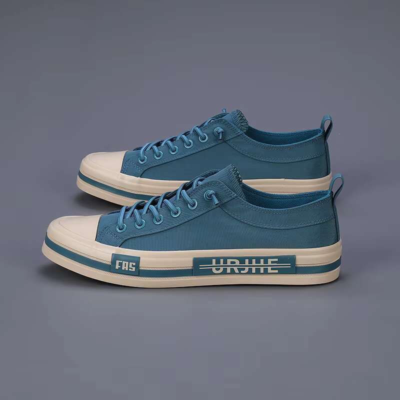 Hot Sale Blue Men's Casual Spring Summer Breathable Canvas For Men Comfortable Flat Sneakers Man Vulcanize Shoes