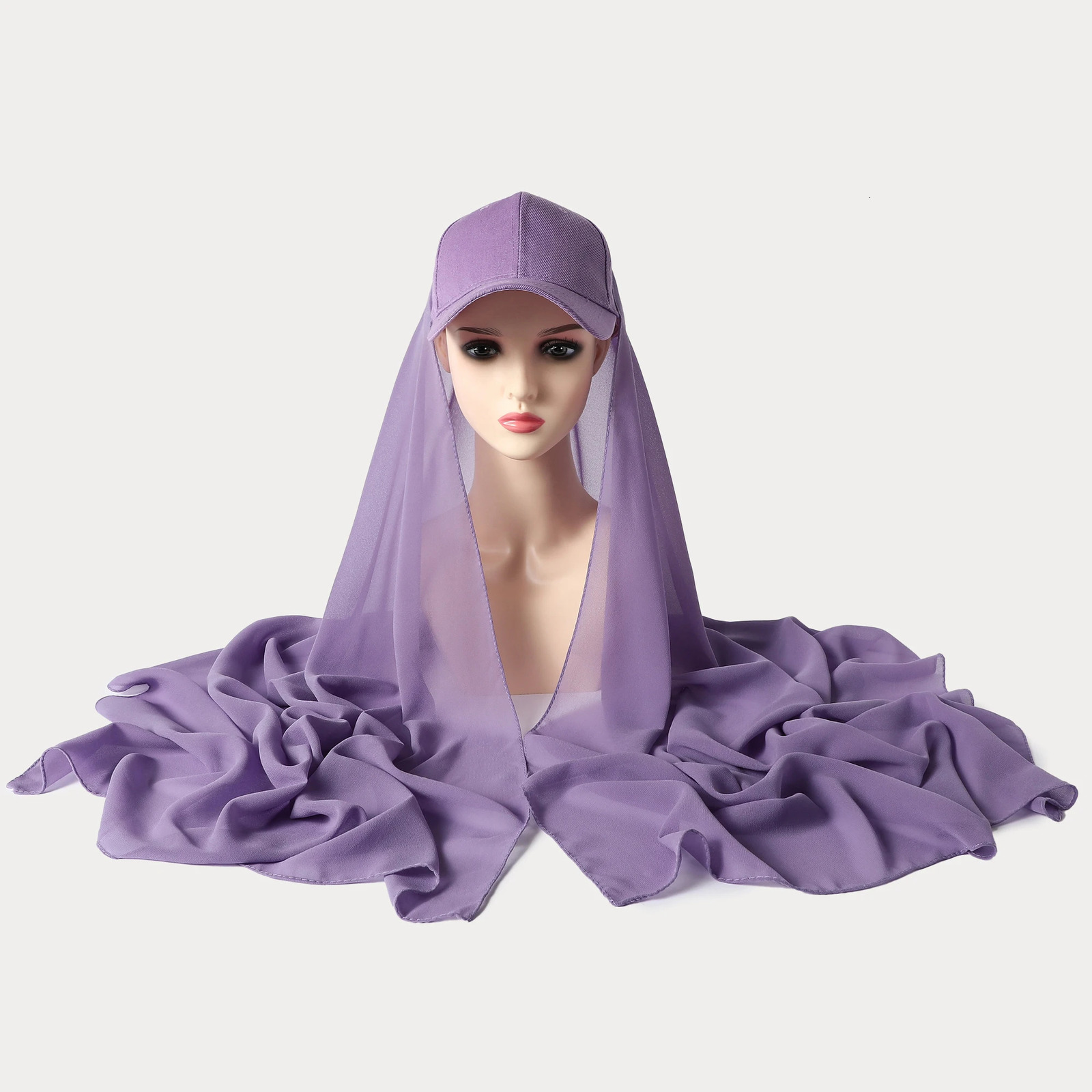 Musilm Women Chiffon Hijab With Base Ball Cap Summer Sports Cap with Chiffon HIjabs Ready To Wear Instant Chiffon Sport HIjabs 250121