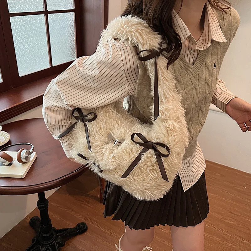 Fashionable Womens Handbag Womens Crossbody Bag Fluffy And Soft Plush Warmth Winter Casual Shoulder Bag 250122