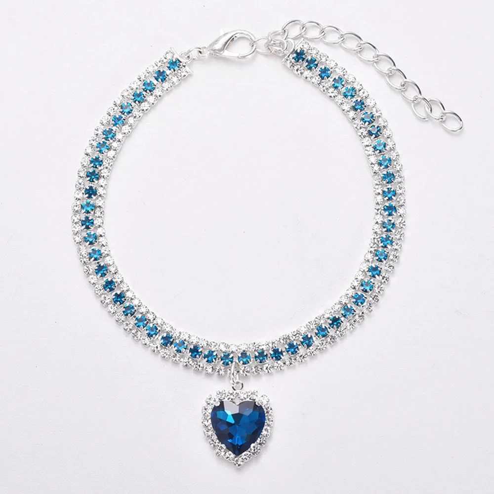 Luxury Crystal Cat Collar Love Pendant Necklace Pet Collar Adjustable Dog Collar Water Diamond Collar Pet Accessories X250129