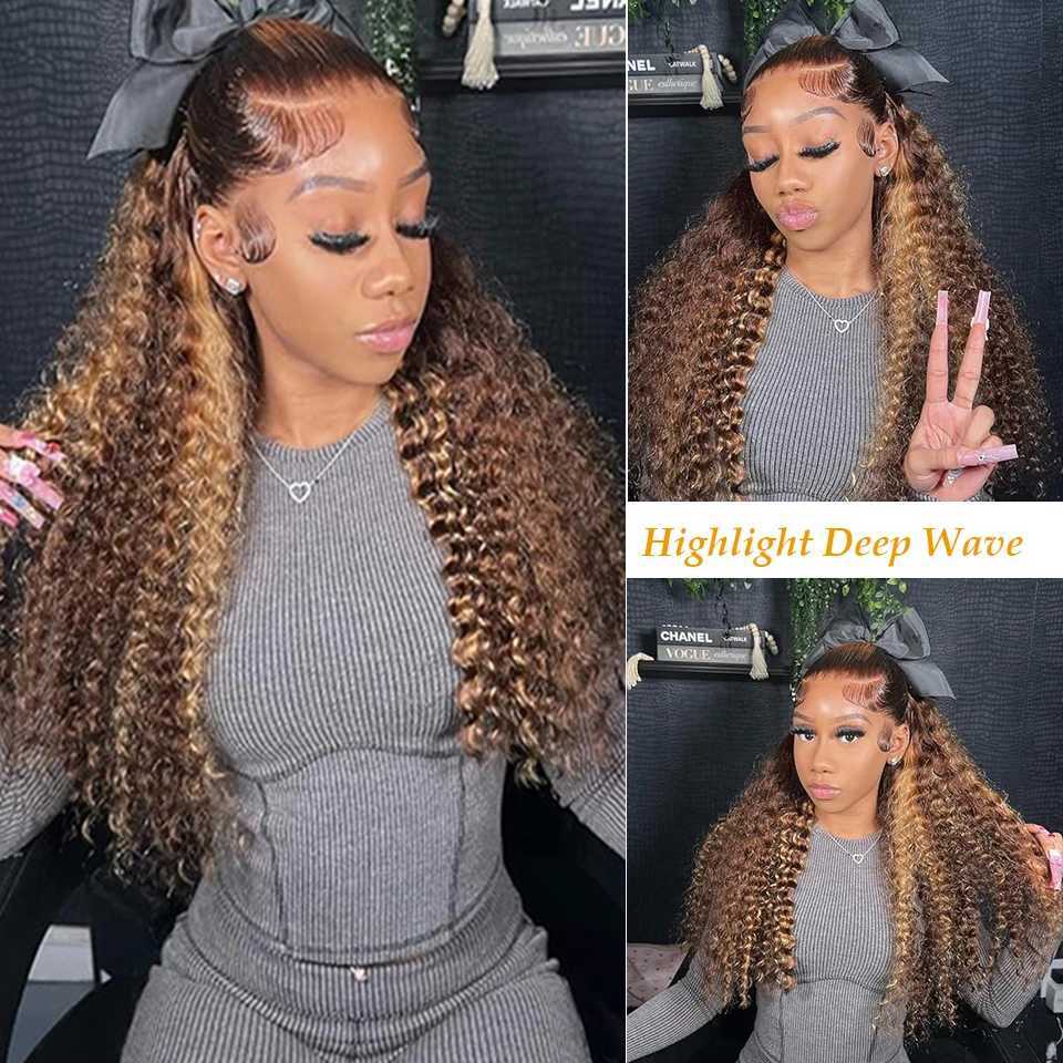 Highlight Human Hair Bundles with Clo 4 27 Deep Wave Bundles with 4X4 Lace CloXJ250120
