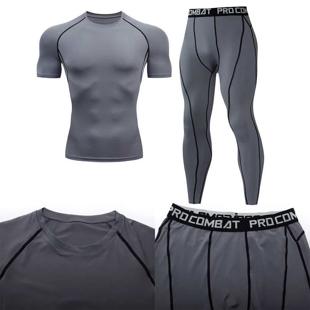 2 pieces of mens compression sportswear gym tight fitting exercise set exercise jogging MMA fitness suit sports pants X250129