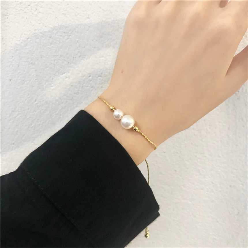 316L Stainless Steel Simplicity Beading Pearl Pendant Adjustable Bracelets For Wen Fashion Fine Jewelry Gift SAB682 X250129