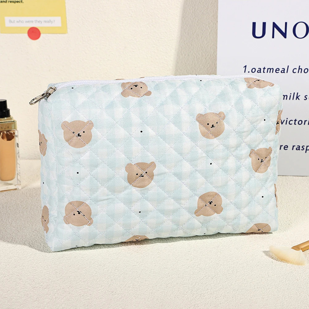 3Pcs Makeup Bag Cute Floral Cotton Toiletry Organizer Bag Zipper Travel Cosmetic Bag for Women Girls250114bj