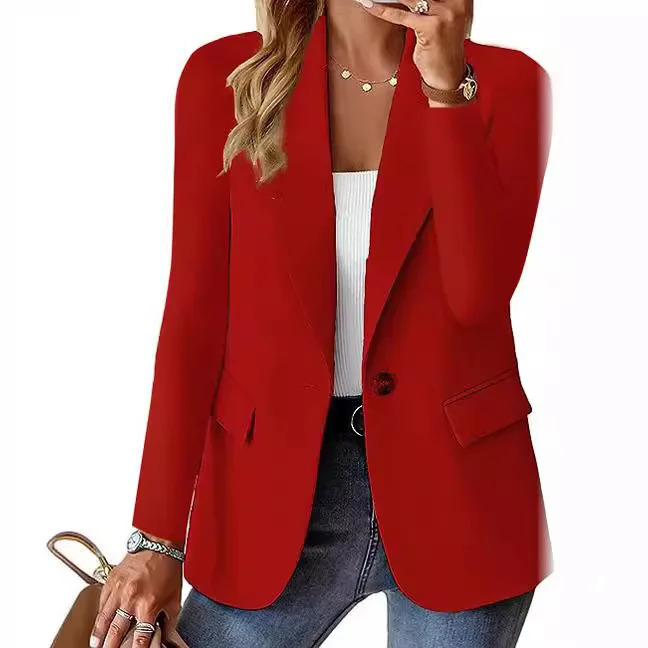 Womens Spring Winter Down Full Long Sleeve Coat Autumn Blazer Button Outwear Suit Cardigan Female 250109