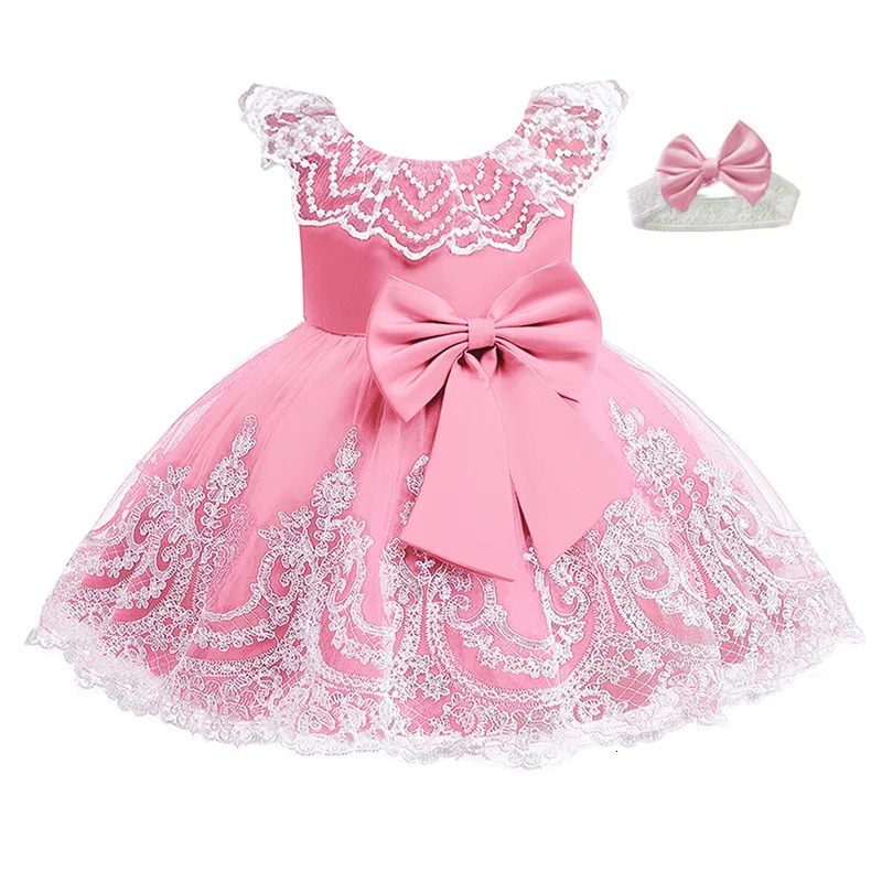 Baby Girls Lace Bow Baptism Dress born Princess Birthday Custume Sleeveless Tutu Toddler Christening Kids Dresses for 250117